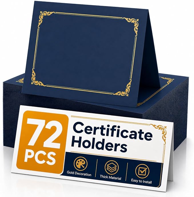 72 Packs Certificate Covers, 250gsm Navy Blue Diploma Holders by Unknown