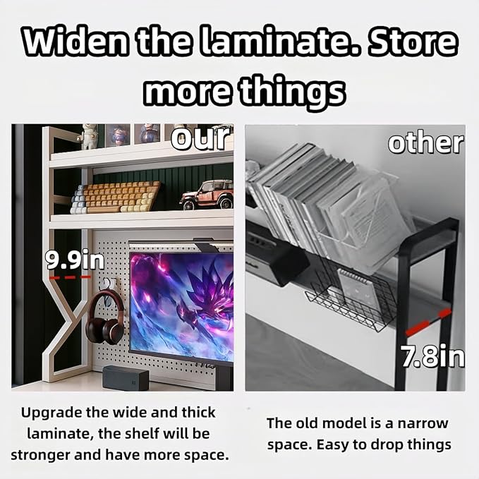 Desktop Hutch Bookshelf, Many Gifts, Metal Desktop Bookcase - Image 7