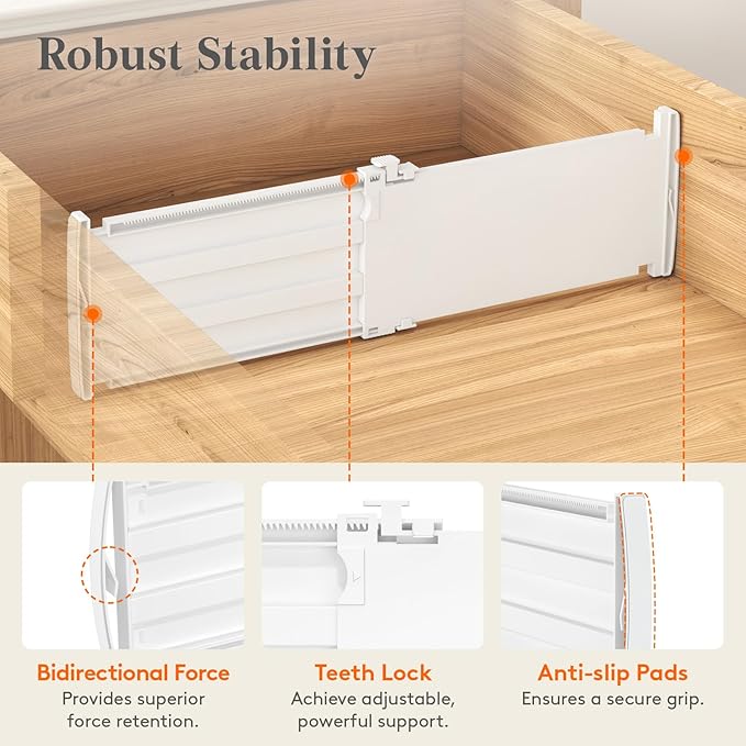 Lifewit 5" High 9 Pack Drawer Dividers, 11.5"-18.5" Adjustable Deep Drawer - Image 5