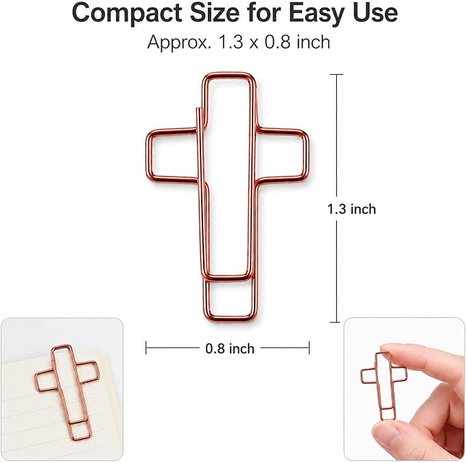 60 Pack Cross Paper Clips, Metal Cross Shaped Bookmarks - Image 3