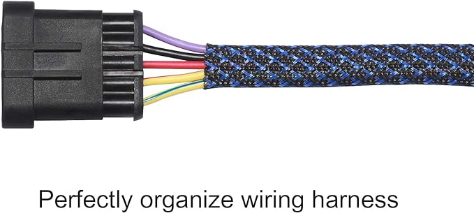 25ft - 3/8 inch PET Expandable Braided Sleeving – BlackBlue – Alex Tech Braided - Image 3