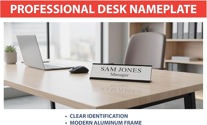 2" x 10" Aluminum Office Desk Nameplate Sign Holder 1 Pack - Image 7