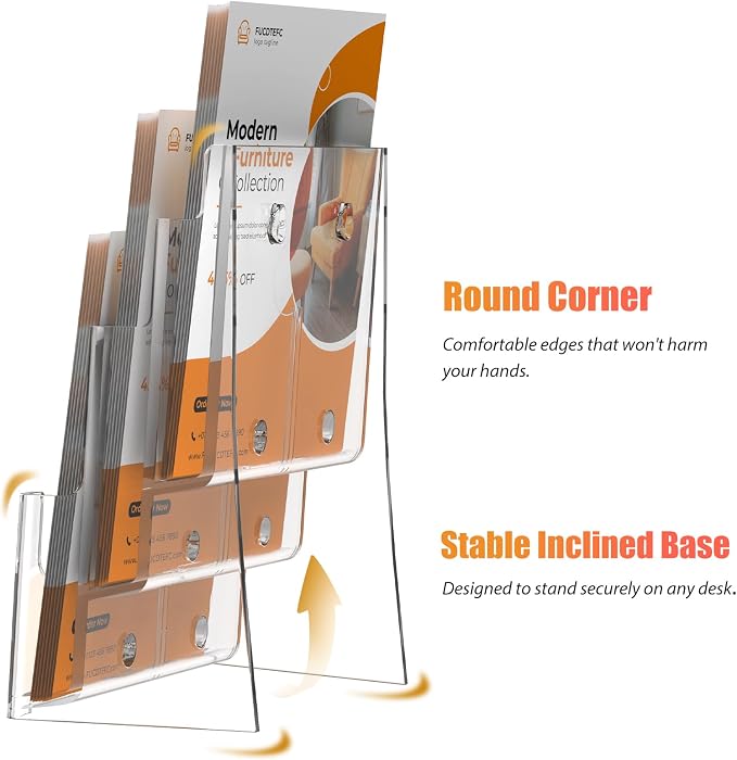 FUCDTEFC 2 Pack Acrylic Brochure Holder 8.5x11 & 4 x9 Inches Universal - Image 4