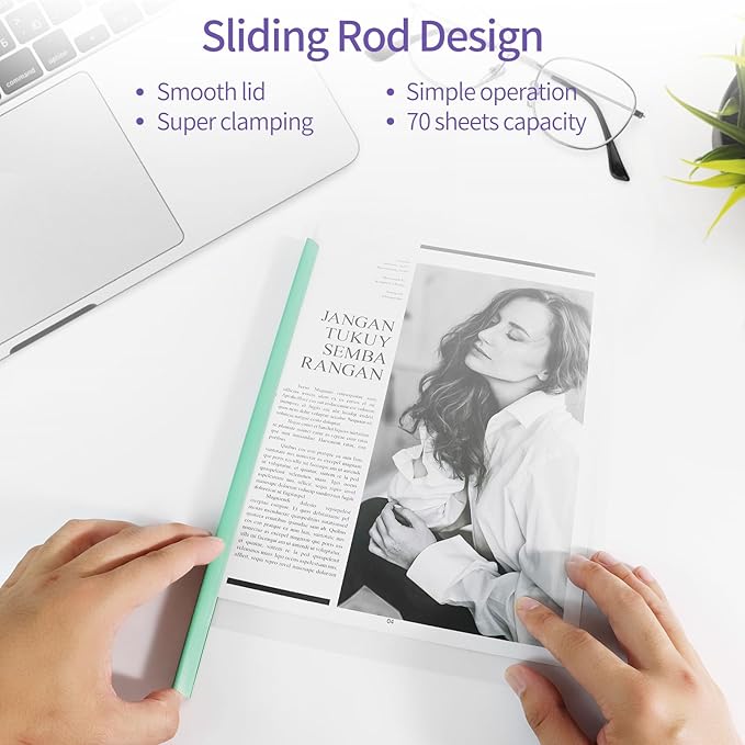 10 Sliding Bar Report Covers A4 Letter Holds 70 Sheets Multicolor | Sliding Bar - Image 6