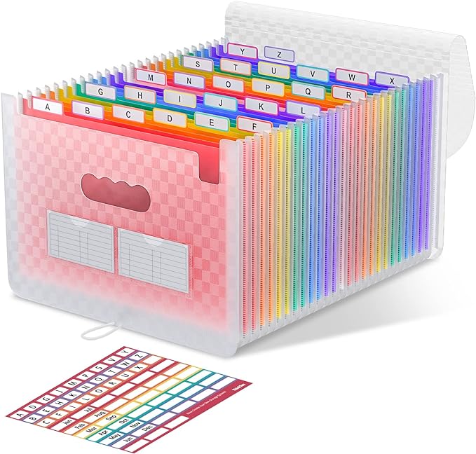 ThinkTex Accordion File Organizer, 26 Pockets Expanding File Folders, Monthly by ThinkTex
