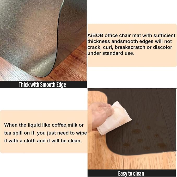 AiBOB Office Chair Mat for Hardwood Floor, 36 X 48 inches, Hard Floor Chair - Image 3