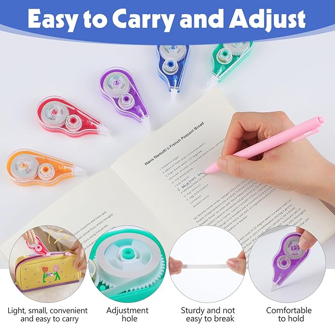 BESARME 15 Pack Correction Tape, Colorful Correction Tape Bulk - Image 3