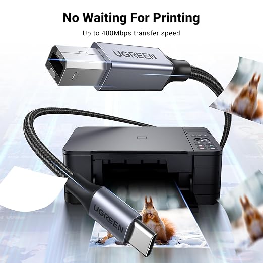 UGREEN USB B to USB C 6 FT Printer Cable, Nylon USB B to C Cord - Image 7
