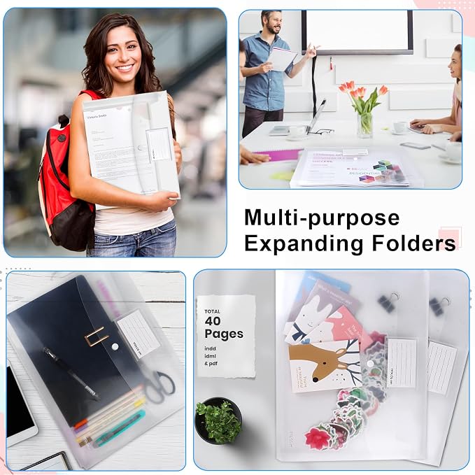 11 Pack Clear Plastic Envelopes File Folders, US Letter A4 Size Folder - Image 7