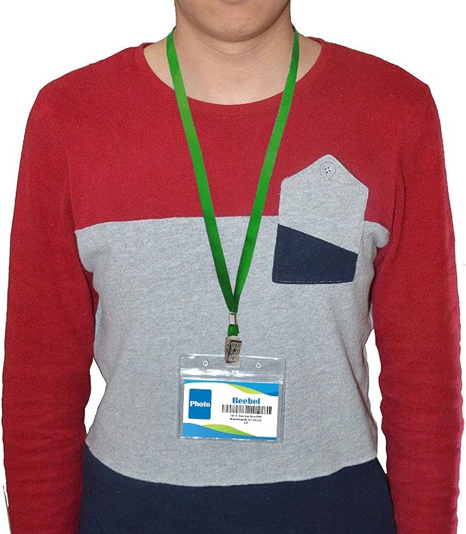 Beebel Green Lanyards 100 Pack Nylon Flat Badge Lanyard - Image 6