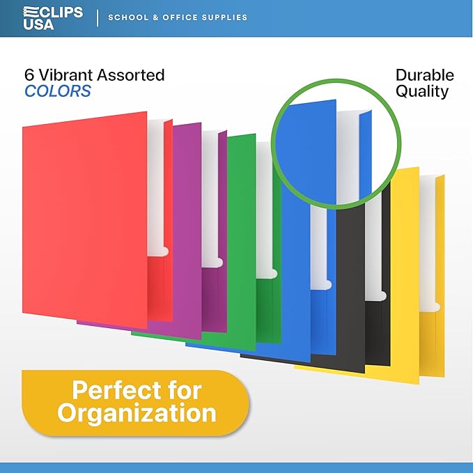 Folders with Pockets 2 Pocket Folders Bulk, Holds 100 Sheets Assorted Colors - Image 4