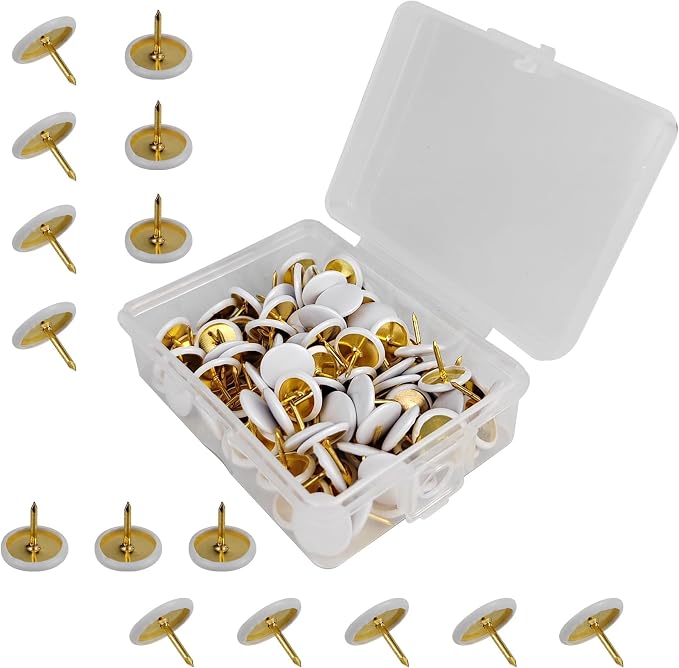 100 Pcs Thumb Tacks, Drawing Pins, Metal Flat Push Pins, Round Head Drawing Pins by FOHOLA