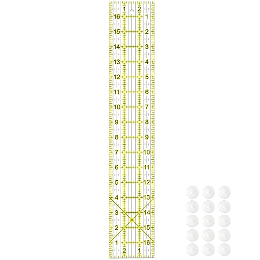 Acrylic Quilters Ruler, Sewing Ruler, 3-Inch by 17-Inch, Non Slip Rings 15 by VPVPV