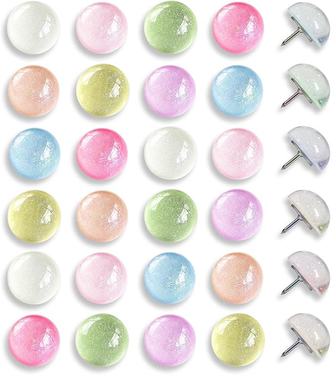 Cute Push pins, Decorative Studs, 24 Glittering pins, Suitable by KEYDUACU