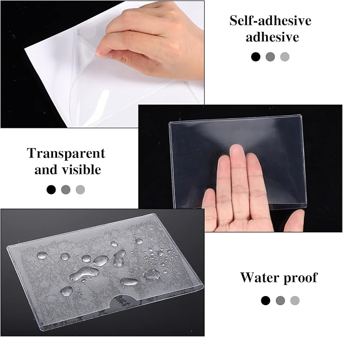 36 Pack 3" x 5" Index Card Holder Adhesive Plastic Label Holders Clear Tote Bag - Image 3