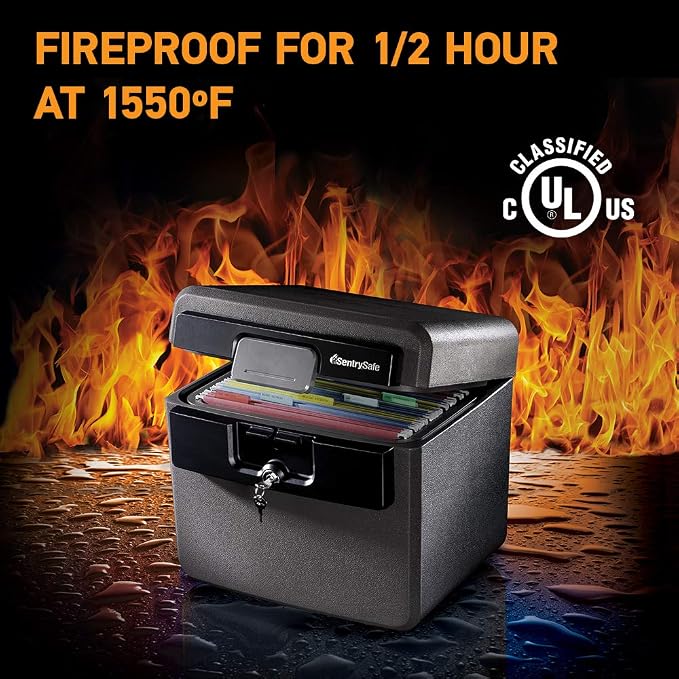 SentrySafe Black Fireproof and Waterproof Safe, File Folder and Document Box - Image 2