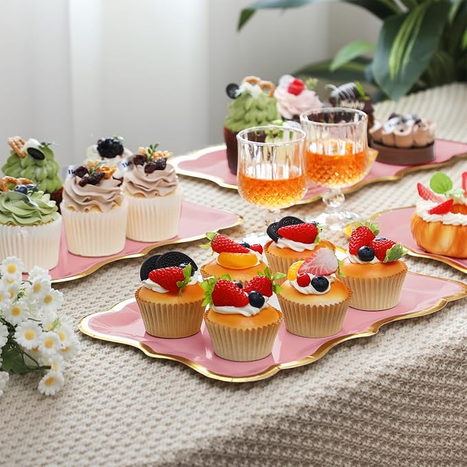 Havawish 24 Pcs 9" x 13" Pink Disposable Paper Serving Trays and Platters Food - Image 3