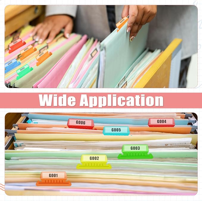 80 Pcs Hanging File Folder Tabs and 80 Pcs 2 Inch Inserts Labels, Plastic File - Image 6