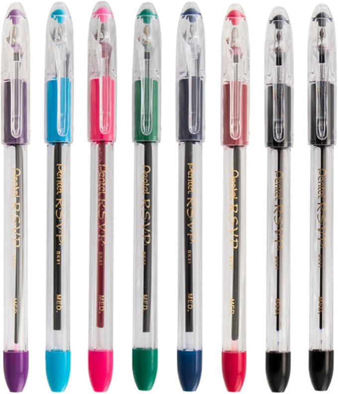 Pentel RSVP Original Ballpoint Pen, Medium Line, 8 Pack - Image 2