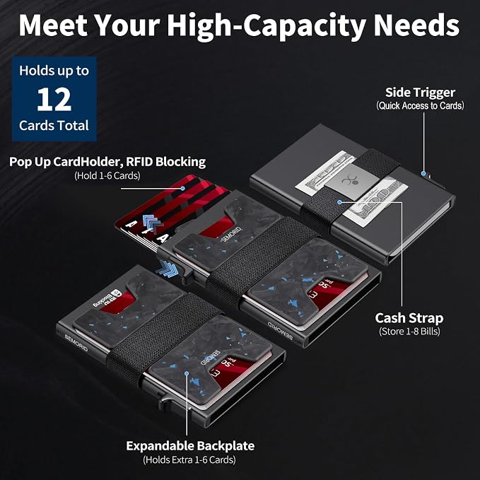 SEMORID Minimalist Wallet for Men, Slim RFID Blocking Mens Wallet, Aluminum Pop - Image 2