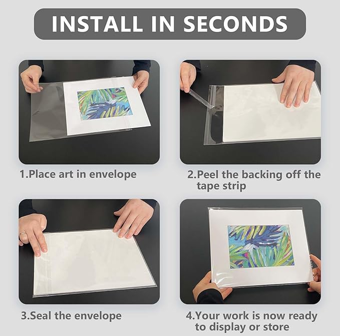 50 Pack Acid-Free Crystal Clear Sleeves Storage Bags - Image 7