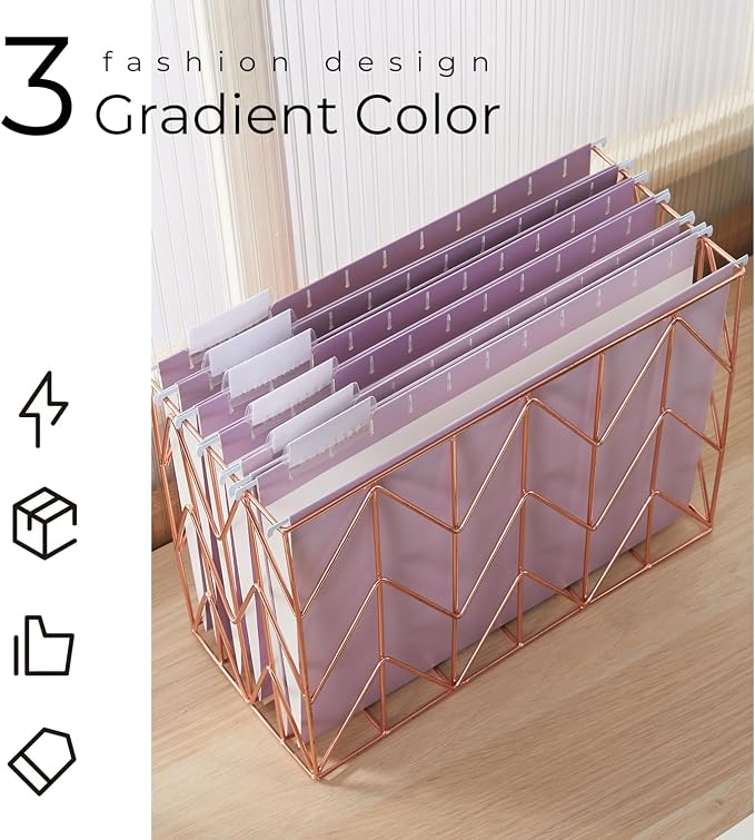 Y YOMA 6 Pack Gradient Hanging File Folders Letter Size Decorative Hanging - Image 2