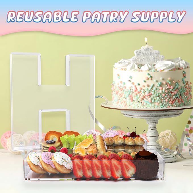 13.8" Extra Large Acrylic Letter Charcuterie Board Box, Reusable Fillable - Image 5