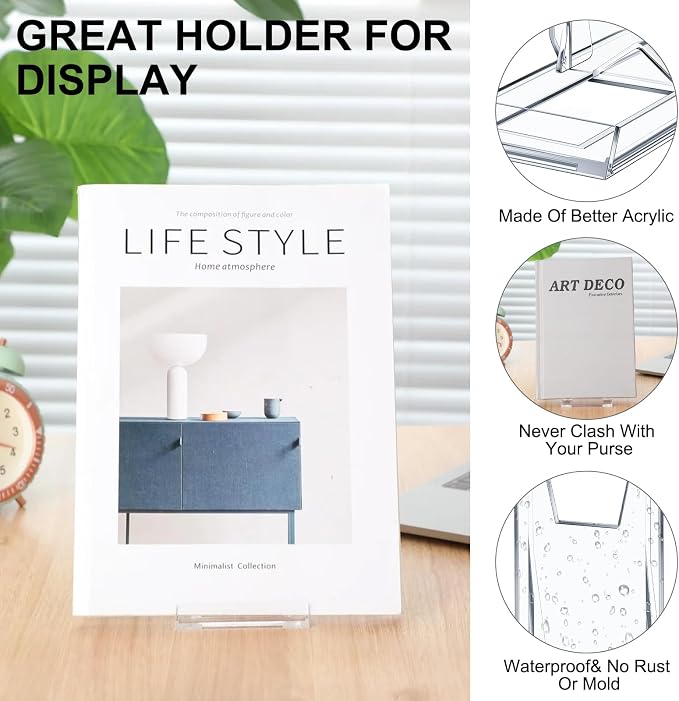 6 Pack Acrylic Book Stand for Display Adjustable Clear Display Holder Easel - Image 4