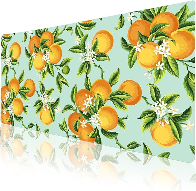 Colorful Star Large Mouse Pad, Watercolor Orange Desk Mat Office Supplies - Image 7