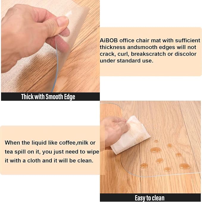AiBOB Office Chair Mat for Hardwood Floor, 50 X 62 inches, Hard Floor Chair - Image 4