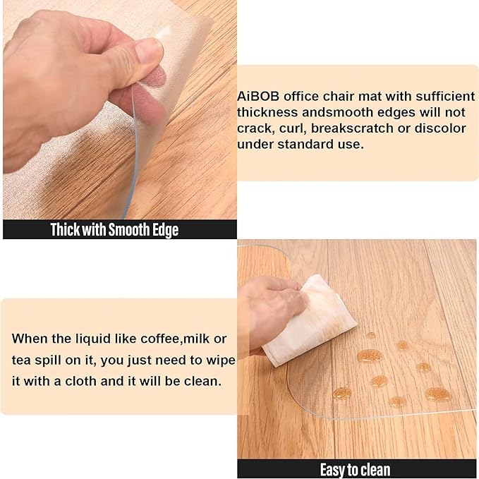 AiBOB Office Chair Mat for Hardwood Floor, 45 X 53 inches, Hard Floor Chair - Image 4