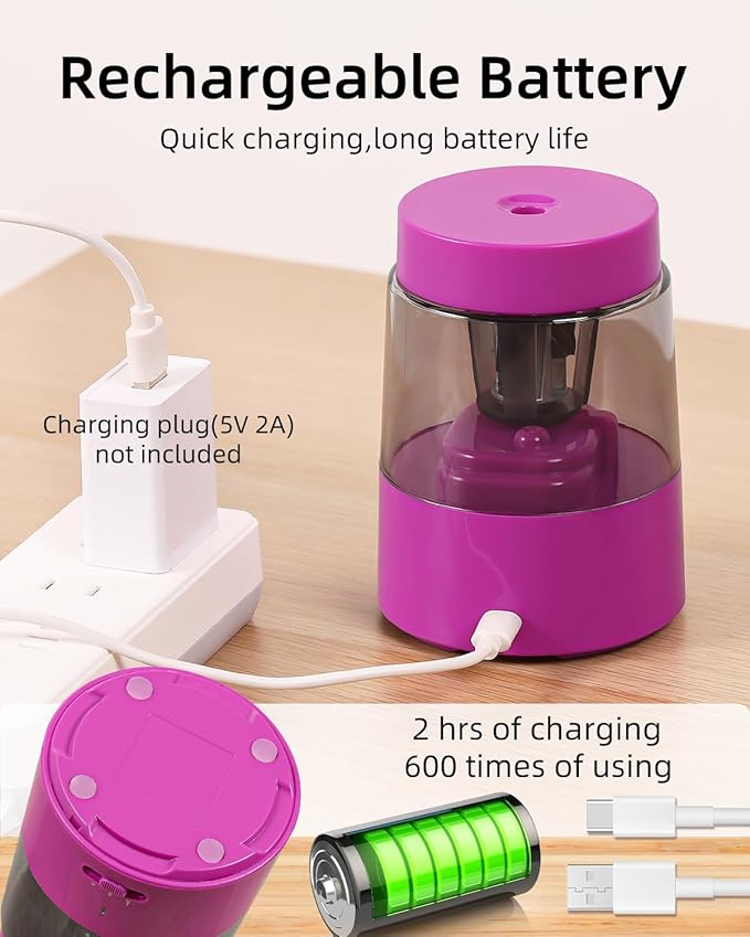 ZMOL Electric Rechargeable Pencil Sharpener, Automatic Colored Pencil Sharpener - Image 5