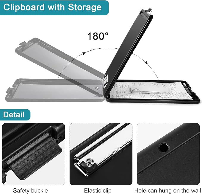 6 Pieces Clipboard with Storage, 9.5 x 13.5 Heavy Duty Plastic Storage Clipboard - Image 3