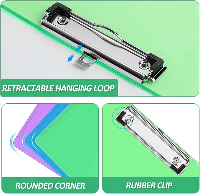 Plastic Clipboards, PANDRI 18 Pack Clear Colored Clipboards, Low Profile Clip - Image 4