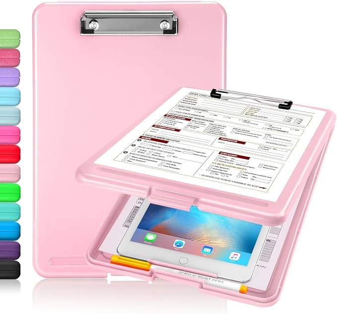 Sooez Clipboard with Storage, Plastic Storage Clipboards with Low Profile Clip by Sooez