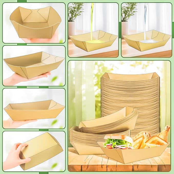 50 Pack Extra Large 6LB Paper Food Boats Trays Disposable Paper Boat Plate - Image 4