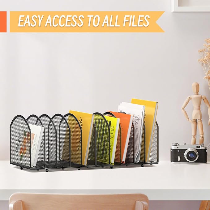 MINDEPOT 5-Section Desk File Organizer, Vertical Desktop File Holder Mail - Image 6