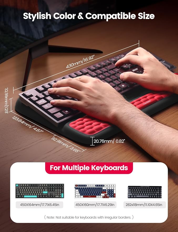 Vaydeer Keyboard Stand with Wrist Rest, Gaming Wrist Support Pad, Ergonomic - Image 6
