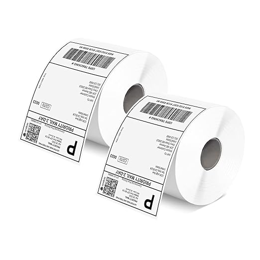 MUNBYN 4x6 Inch Direct Thermal Labels, 1000 Sheets/2 Rolls, Shipping Paper by MUNBYN