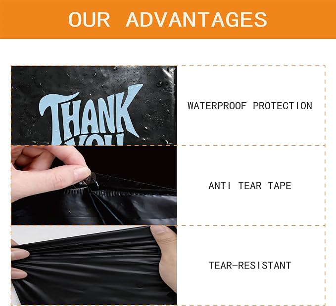 POLYSELLS Thank You Poly Mailers 10x13 inches 50 Pcs Waterproof Self-Sealing - Image 3