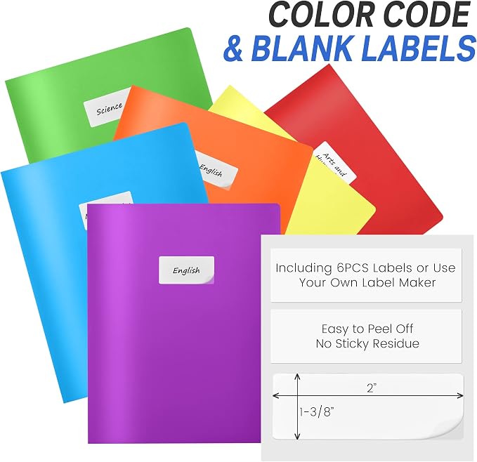 Sooez 21Pack Folders with Pockets, Pocket Folders with Extra Labels, Plastic - Image 2