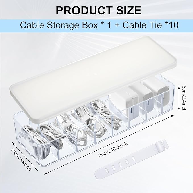 Tatuo 1 Pcs Cord Organizer for Drawer Desktop, Cable Organizer Box - Image 2
