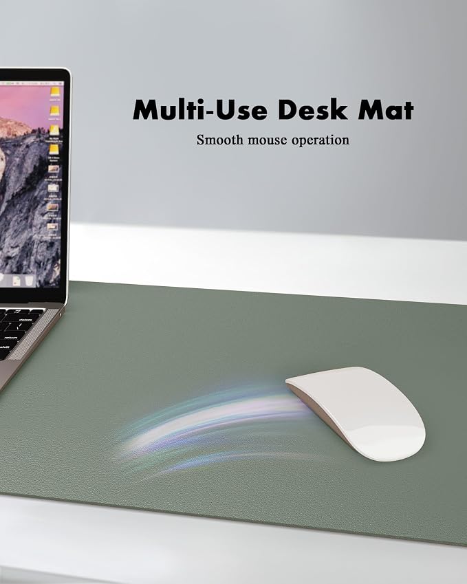 YSAGi Double-Sided Desk Pad, 35.4"x17"Leather Desk Mat, Eco Cork Desk Pad - Image 3