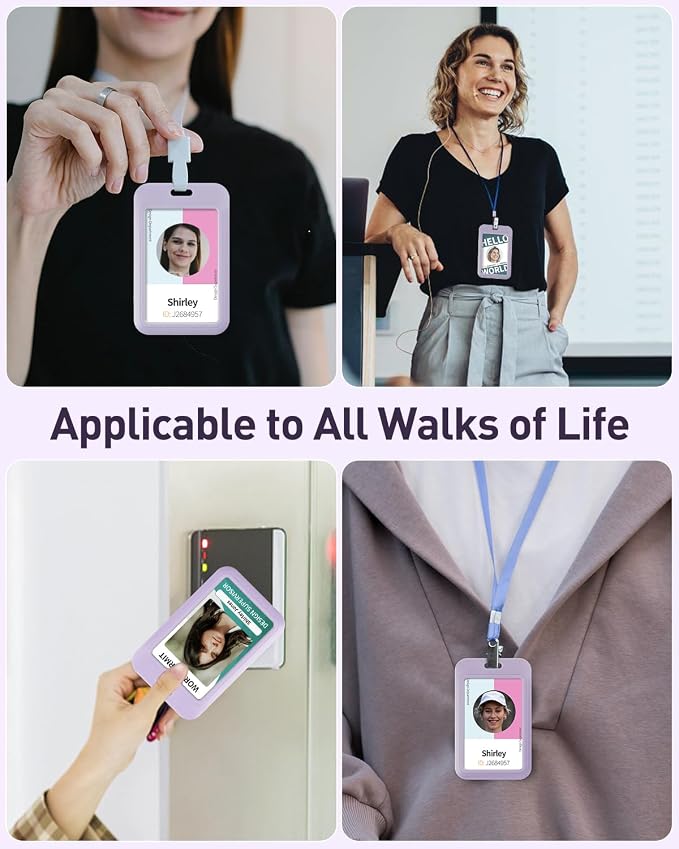 Uniclife 3 Pack Sliding ID Badge Holder Vertical Hard Plastic Case - Image 5