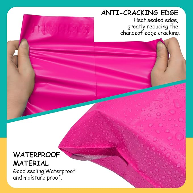 Poly Mailers 6x9 inch 100 Pcs, Rose Red Plastic Mailing Envelopes - Image 4