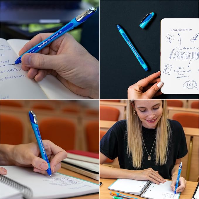 Schneider Slider Memo XB Ballpoint Pen, 1.4 mm, Light Blue Barrel, Box of 10 - Image 3