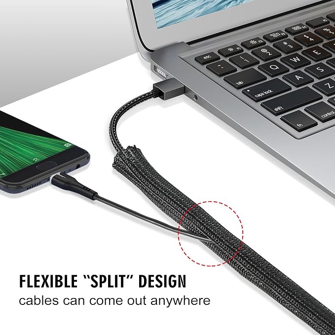 10ft - 1/2 inch Cord Protector Cable Sleeve Split Wire Loom Tubing - Image 3