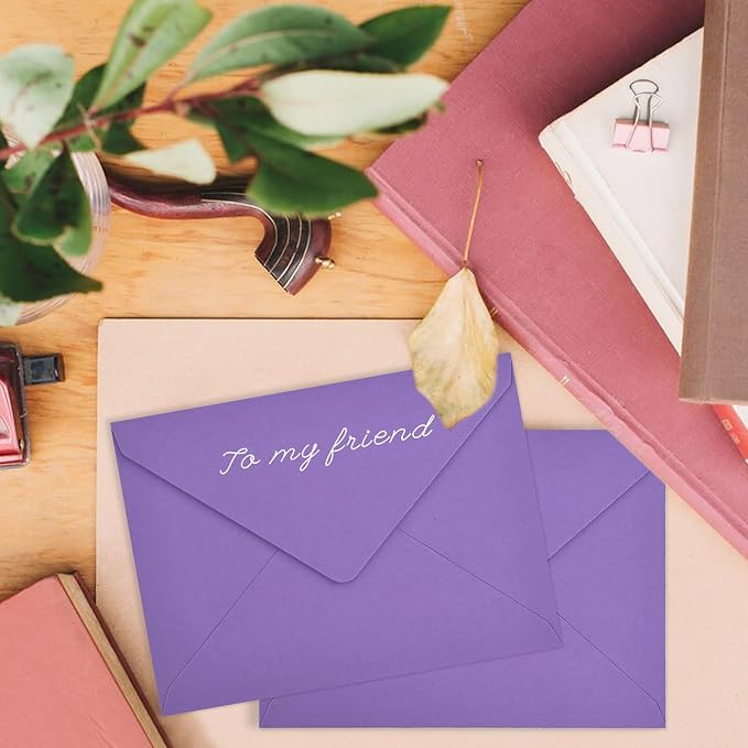 100 Pack A7 Envelopes, Dark Purple Greeting Card Envelopes Self Seal, 5.24 x - Image 2