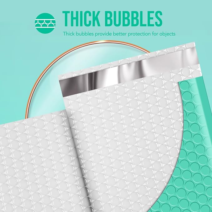 Fuxury 500 Pack Teal Bubble Mailers 10.5x16 Inch, Self Seal Padded Envelopes - Image 3