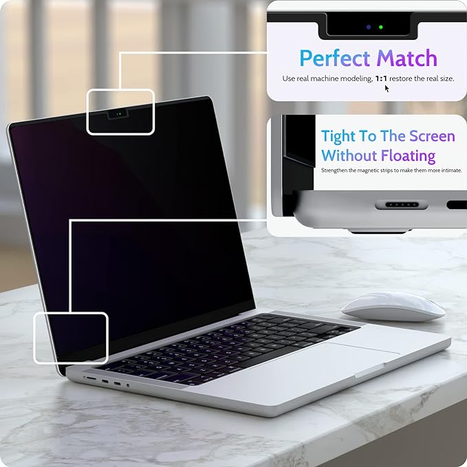 Peslv Magnetic Privacy Screen for MacBook Pro 16 Inch, 16inch Removable Matte - Image 6